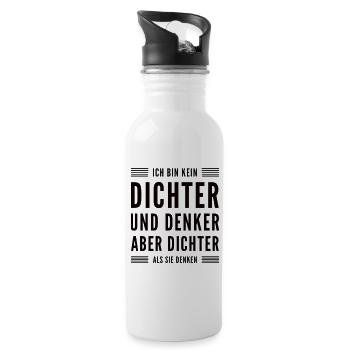 Aber Dichter Als Sie Denken Lustiger Spruch - Trinkflasche mit integriertem Trinkhalm - Weiß - Rechts