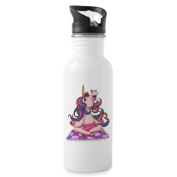 Yoga Unicorn - Water bottle with straw - white - Right