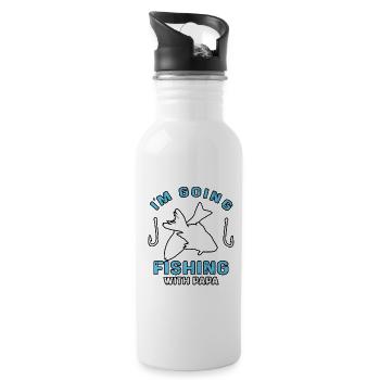 Fishing quote I go fishing with dad - Water bottle with straw - white - Right