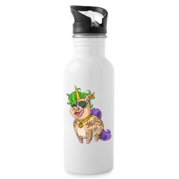 Licorne tatouée / Licorne tatouée - Gourde avec paille intégrée - blanc - Droite