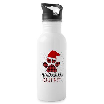 Hund mit Weihnachtsmütze Hundebesitzer Weihnachten - Trinkflasche mit integriertem Trinkhalm - Weiß - Rechts