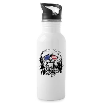 HAVANESE Amérique Drapeau Chien Chiens Lunettes Wilsigns - Gourde avec paille intégrée - blanc - Droite