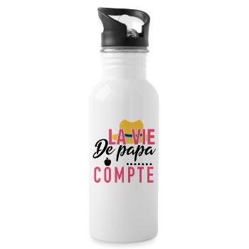 La vie de papa compte - Gourde avec paille intégrée - blanc - Droite