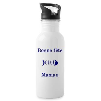 BONNE FÊTE. FÊTE DES MÈRES. FÊTE DES PÈRES. FÊTE - Gourde avec paille intégrée - blanc - Droite