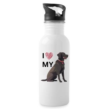 I LOVE MY Labrador Retriever - Trinkflasche mit integriertem Trinkhalm - Weiß - Rechts