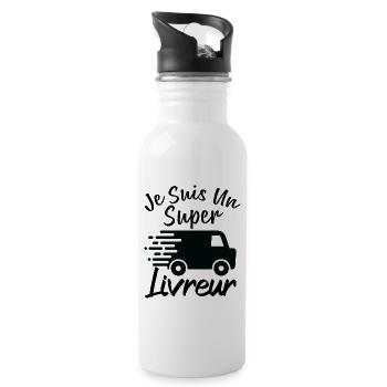 Je suis un Super Livreur - Gourde avec paille intégrée - blanc - Droite