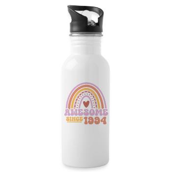 Great since 1994 Retro Vintage Birthday - Water bottle with straw - white - Right