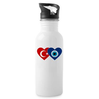 Turkey Nazarpearl Heart - Water bottle with straw - white - Right