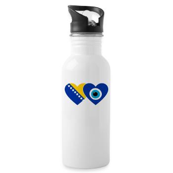 Bosnien Nazarperle Flagge - Trinkflasche mit integriertem Trinkhalm - Weiß - Rechts