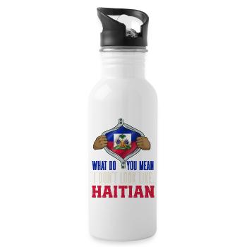 Haiti Haitian Flag Ayiti Haitian I Gift - Water bottle with straw - white - Right