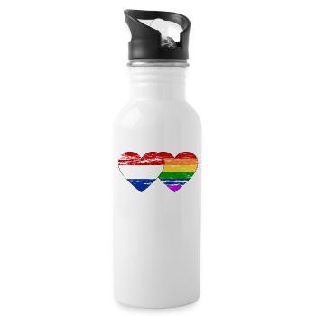 Holland Regenbogen Flagge used - Trinkflasche mit integriertem Trinkhalm - Weiß - Rechts