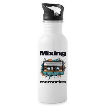 Mixing memories. Retro cassette. - Water bottle with straw - white - Right