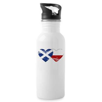 Scotland Poland Flag Heart Used - Water bottle with straw - white - Right