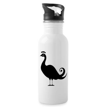 Kleiner Pfau - Trinkflasche mit integriertem Trinkhalm - Weiß - Rechts