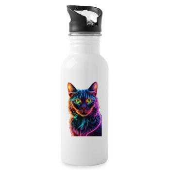 Chat néon - Gourde avec paille intégrée - blanc - Droite
