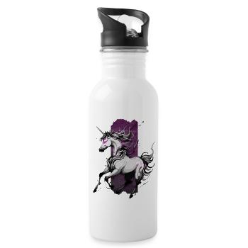 Ethereal Gallop: Running Unicorn - Water bottle with straw - white - Right