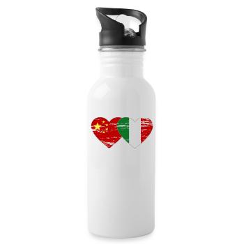 China Italy Flag Heart Used - Water bottle with straw - white - Right