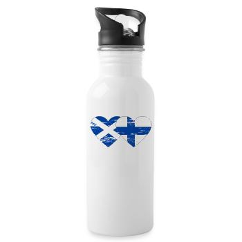 Ecosse Finlande drapeau coeur utilisé - Gourde avec paille intégrée - blanc - Droite