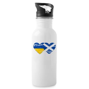 Ukraine Scotland Flag Heart Used - Water bottle with straw - white - Right