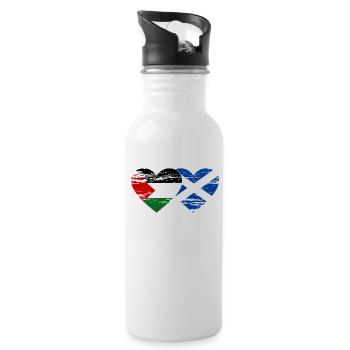 Palestine Scotland Flag Heart Used - Water bottle with straw - white - Right