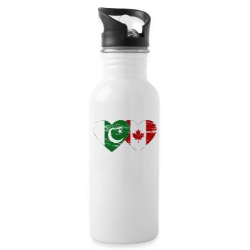 Coeur de drapeau du Pakistan Canada utilisé - Gourde avec paille intégrée - blanc - Droite