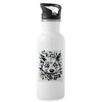 wombat graffiti - Trinkflasche mit integriertem Trinkhalm - Weiß - Rechts