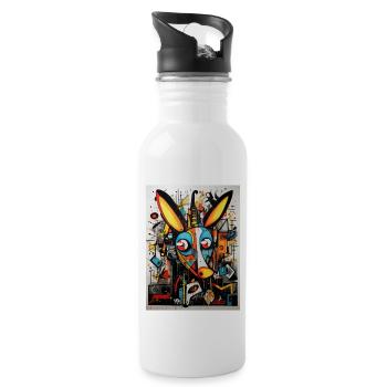 piggy abstract Graffiti - Water bottle with straw - white - Right