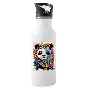 Panda greffiti geometry - Water bottle with straw - white - Right