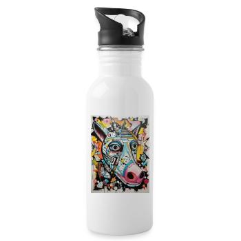 Tapir geometry abstract - Water bottle with straw - white - Right