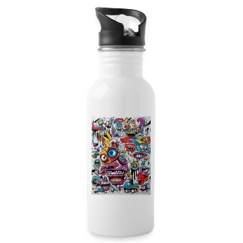 gnu grafitti abstract - Trinkflasche mit integriertem Trinkhalm - Weiß - Rechts