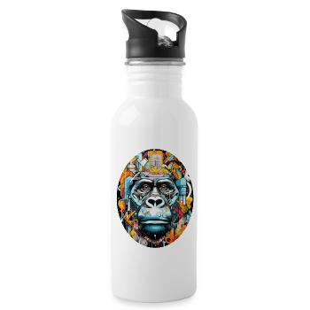 Gorilla Graffiti Geometry - Water bottle with straw - white - Right