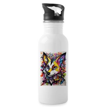 Style géométrique Fox Graffiti - Gourde avec paille intégrée - blanc - Droite