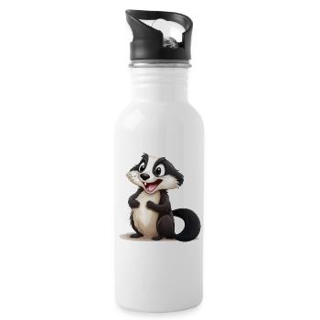 Cheeky Badger - Wild Animal - Water bottle with straw - white - Right