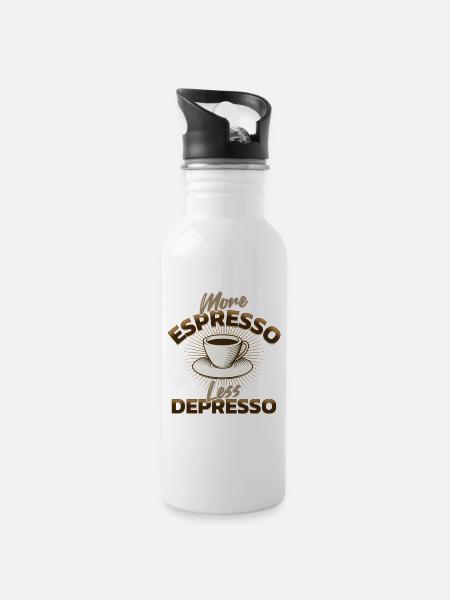 More Espresso - Trinkflasche mit integriertem Trinkhalm - Weiß
