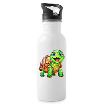 Mega Cute Turtle - Water bottle with straw - white - Right