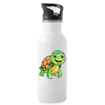 Mega Cute Turtle - Water bottle with straw - white - Right