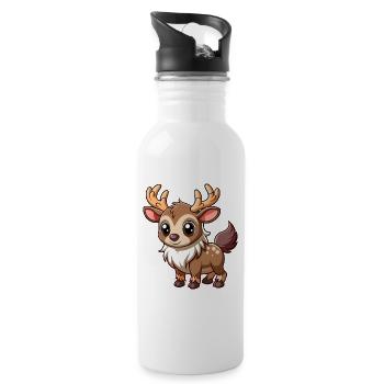 Süßer Babyelch - Trinkflasche mit integriertem Trinkhalm - Weiß - Rechts