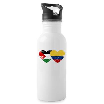 Coeur de drapeau de la Palestine Colombie utilisé - Gourde avec paille intégrée - blanc - Droite