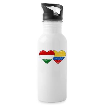 Hongrie Colombie drapeau coeur utilisé - Gourde avec paille intégrée - blanc - Droite