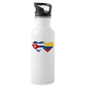 Cuba Colombie Drapeau Coeur Utilisé - Gourde avec paille intégrée - blanc - Droite