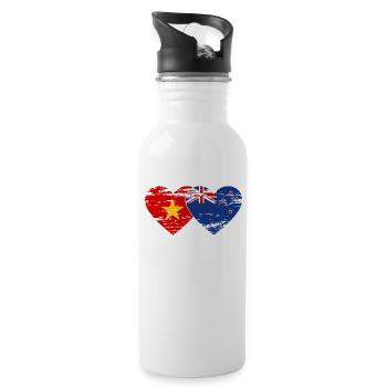 Vietnam New Zealand Flag Heart Used - Water bottle with straw - white - Right