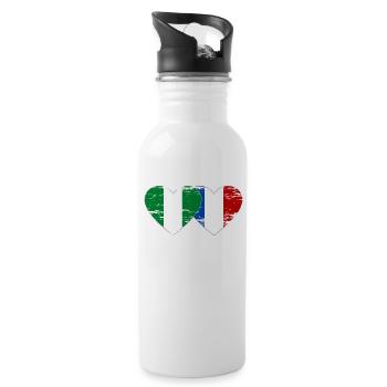 Drapeau du Nigeria France coeur utilisé - Gourde avec paille intégrée - blanc - Droite