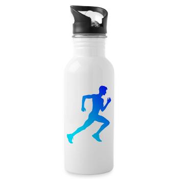Fitness Racing Jogging Women Running Men - Water bottle with straw - white - Right
