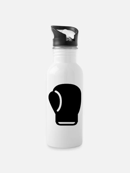 Boxhandschuh - Trinkflasche mit integriertem Trinkhalm - Weiß