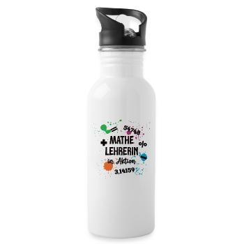Mathe Lehrerin in Aktion Lehrerinnen Mathematik - Trinkflasche mit integriertem Trinkhalm - Weiß - Rechts
