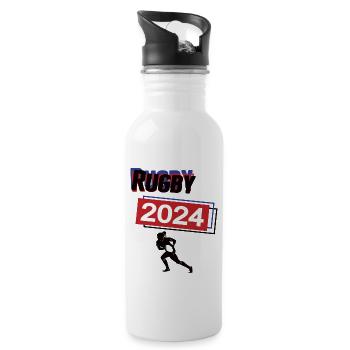 Rugby Spielerin Team Turnier Mannschaft 2024 - Trinkflasche mit integriertem Trinkhalm - Weiß - Rechts