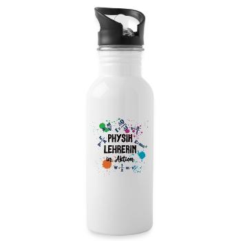 Physik Lehrerin in Aktion Physiklehrerin Physiker - Trinkflasche mit integriertem Trinkhalm - Weiß - Rechts