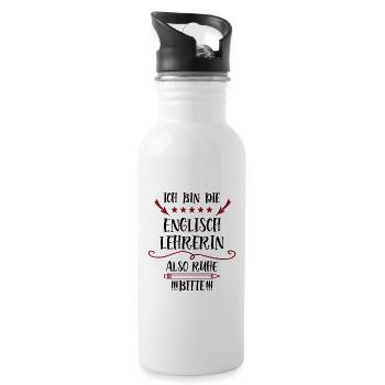 Englischlehrerin Lehrer Spruch Fremdsprache Lustig - Trinkflasche mit integriertem Trinkhalm - Weiß - Rechts