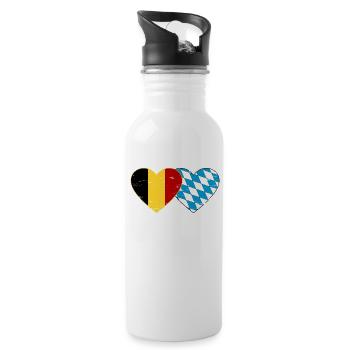 Belgium Bavaria flag heart used - Water bottle with straw - white - Right