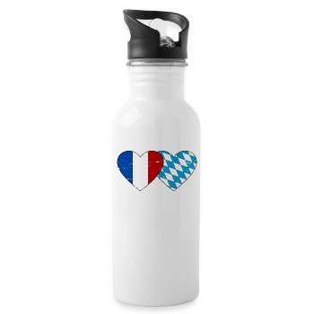 France Bavaria Flag Heart used - Water bottle with straw - white - Right